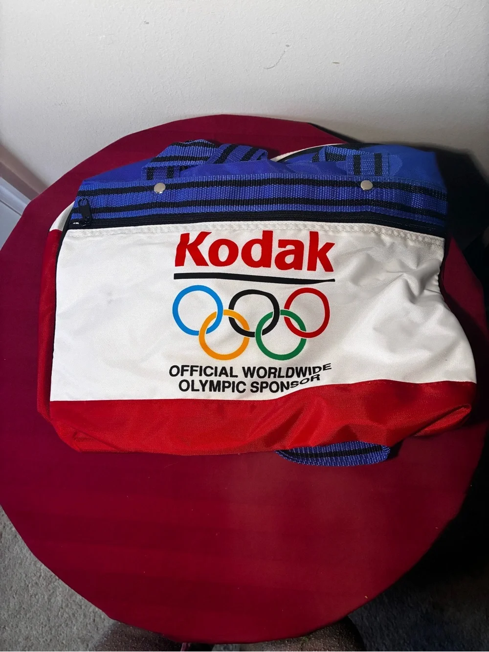 Vintage Kodak Olympic Sponsor Duffel Bag NOS Red White Blue Travel Gym Bag